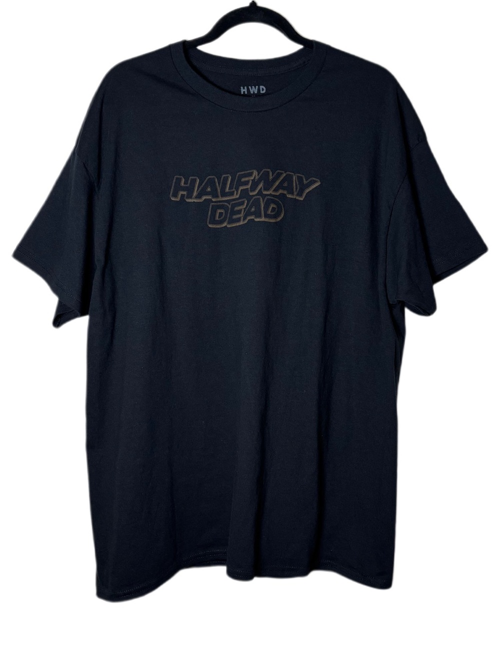 Halfway Dead Men's Black Graphic T-Shirt Size XL Black/Brown Logo Tee
